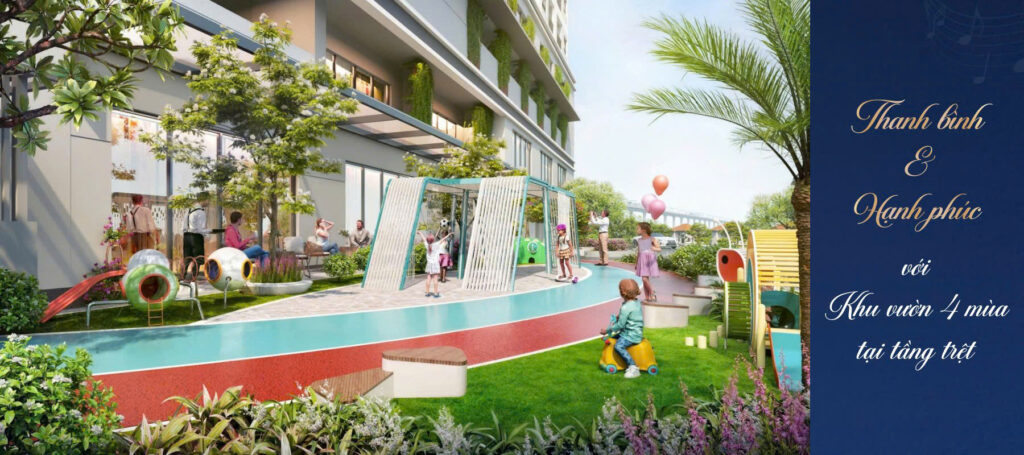 Khu vườn 4 mùa tại tầng trệt căn hộ Symlife